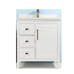 Image 2 of 30" European Style White Vanity with Stone Top sold at Floors & Baths Pro's