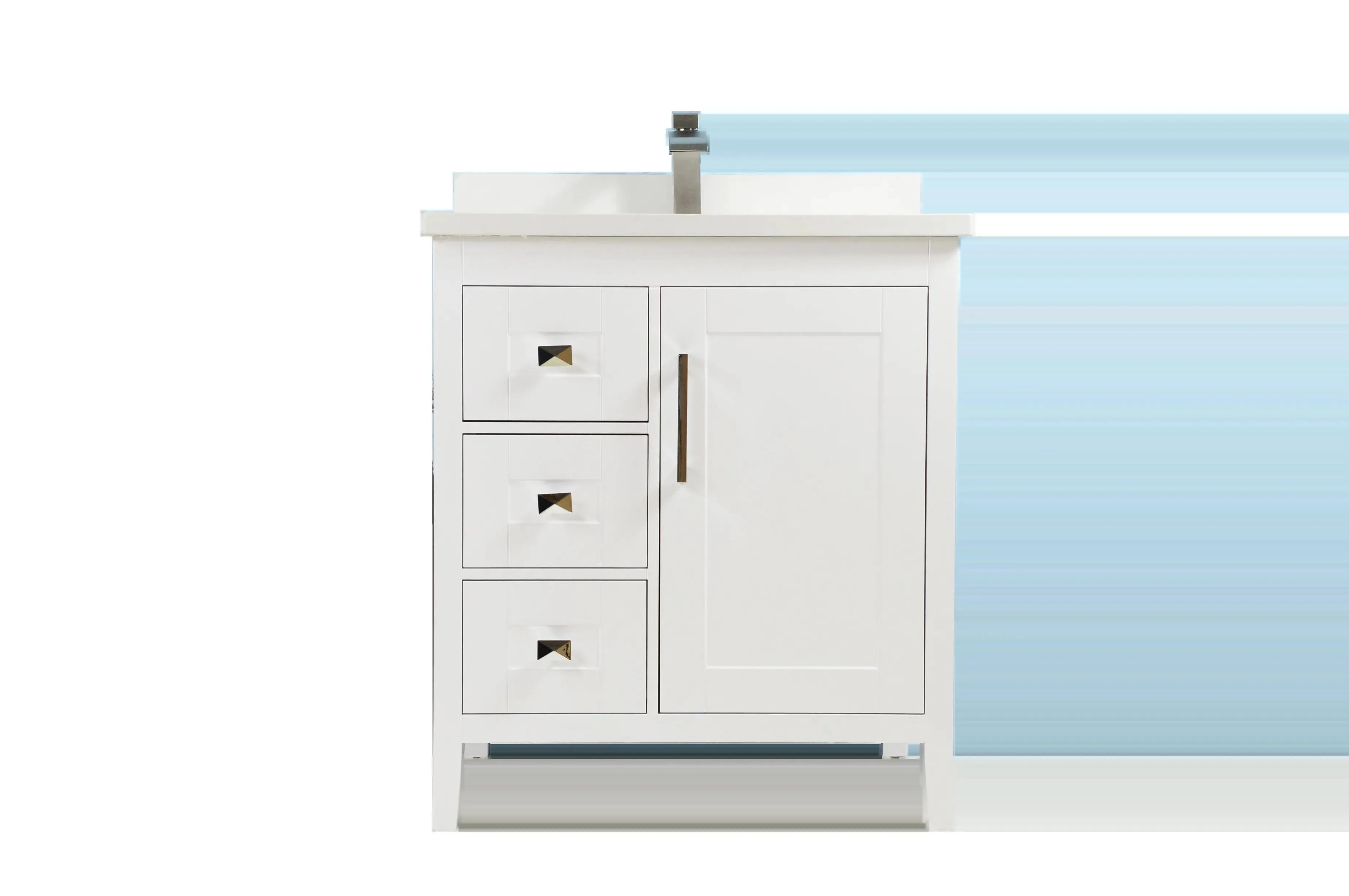 30" European Style White Vanity with Stone Top