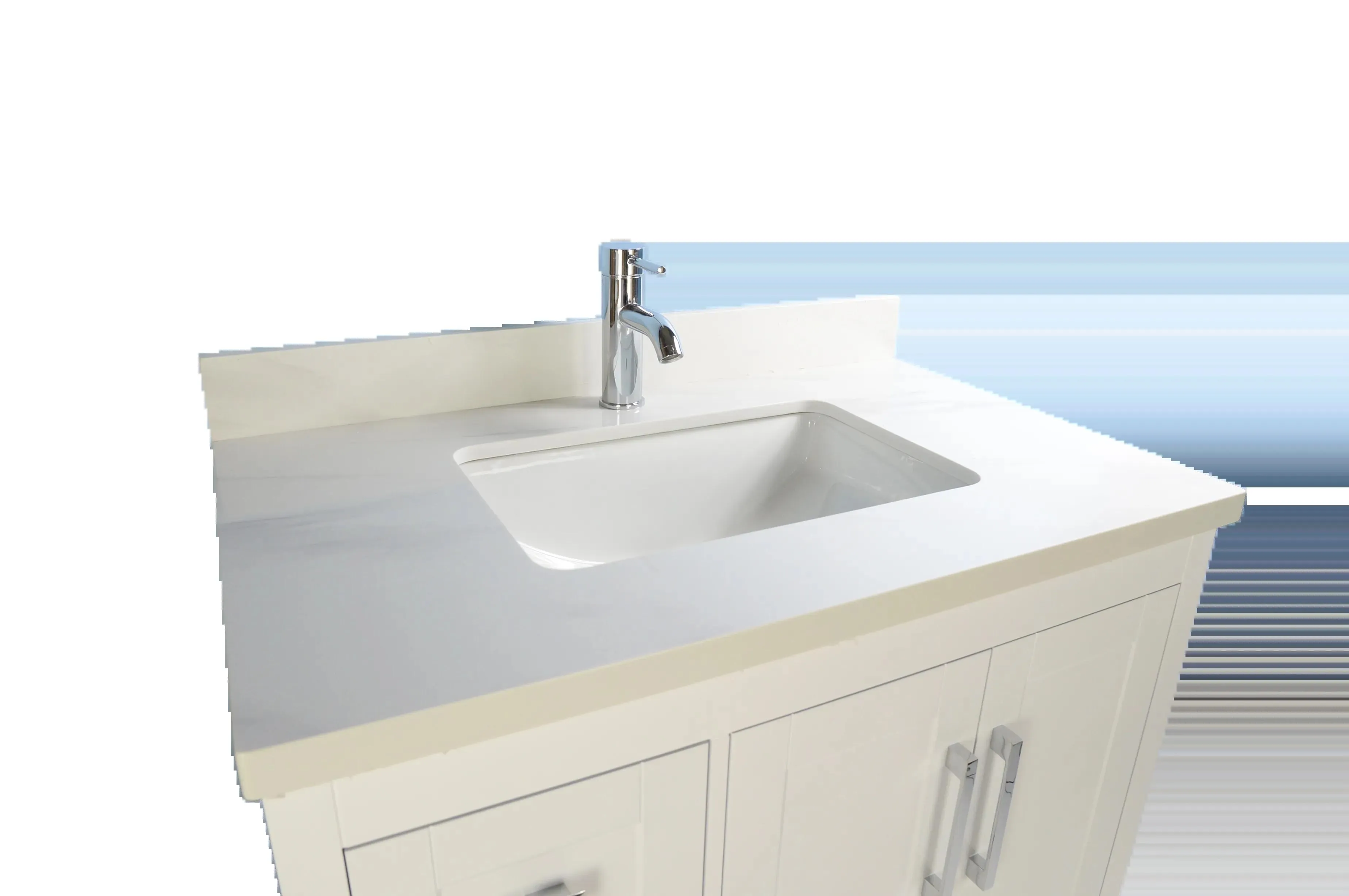 30" European Style White Vanity with Stone Top