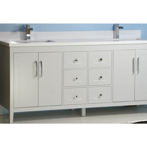  72" European Style Grey Double-Sink Vanity with Stone Top 