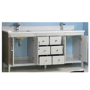 Image 2 of 72" European Style Grey Double-Sink Vanity with Stone Top sold at Floors & Baths Pro's