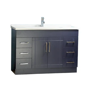 48" Shaker door style Navy Blue Vanity with Ceramic Top (flat) | Floors & Baths Pro's