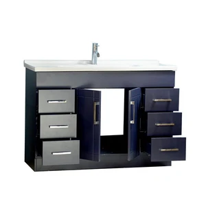 Image 2 of 48" Shaker door style Navy Blue Vanity with Ceramic Top (flat) sold at Floors & Baths Pro's