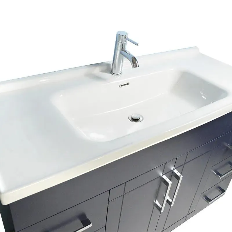 48" Shaker door style Navy Blue Vanity with Ceramic Top (flat)
