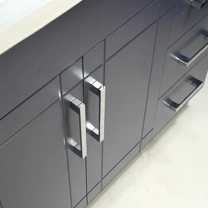48" Shaker door style Navy Blue Vanity with Ceramic Top (flat)
