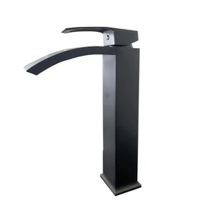 Single-Handle Square Vessel Sink Faucet (Matt Black) | Floors & Baths Pro's