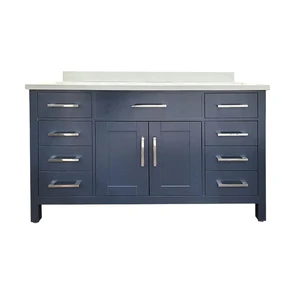  48" Solid Wood Navy Blue Vanity with Stone Top 