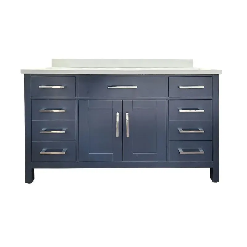 48" Solid Wood Navy Blue Vanity with Stone Top