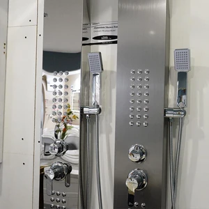 Image 3 of Multi-function Aluminum Shower Panel with Hand Shower (Brush Nickel) sold at Floors & Baths Pro's