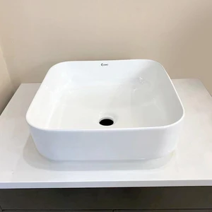 Image 2 of 15" COMO Rectangular Ceramic Top-mounted Vessel Sink Glossy White sold at Floors & Baths Pro's