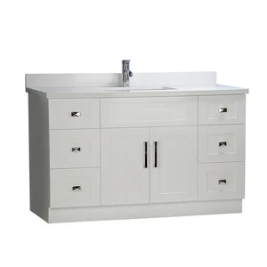 Image 2 of 54" Shaker Style White Single-sink Vanity with Stone Top (6 drawers) sold at Floors & Baths Pro's
