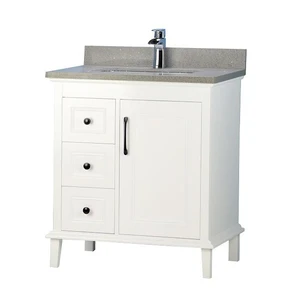 30" European Style White Vanity with Stone Top | Floors & Baths Pro's