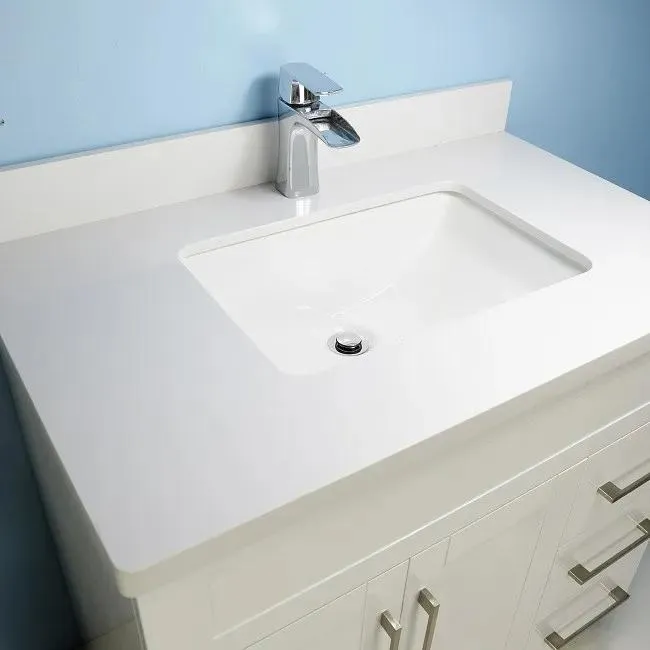 32" Shaker Style White Vanity with Stone Top