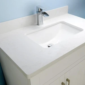 Image 7 of 32" Shaker Style White Vanity with Stone Top sold at Floors & Baths Pro's
