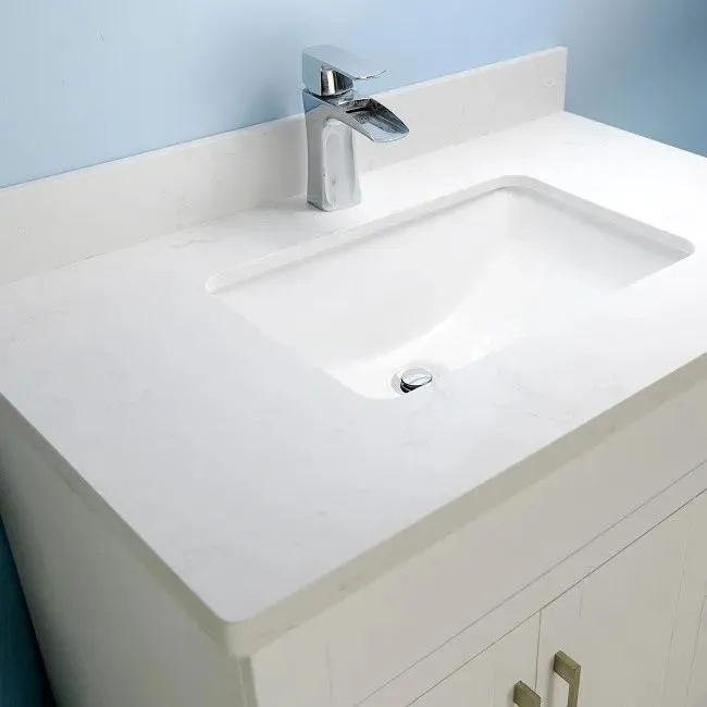 32" Shaker Style White Vanity with Stone Top