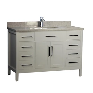 48" Solid Wood Gray Vanity with Stone Top | Floors & Baths Pro's