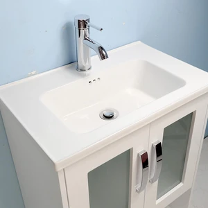 Image 2 of 24" White Open-shelf Narrow Depth Vanity with One-piece Ceramic Top sold at Floors & Baths Pro's
