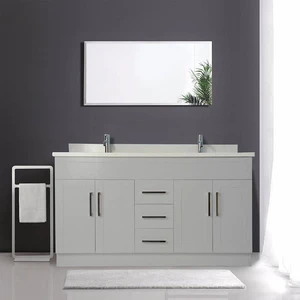 60" Double-Sink Gray Vanity with Stone Top | Floors & Baths Pro's