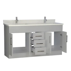 Image 2 of 60" Double-Sink Gray Vanity with Stone Top sold at Floors & Baths Pro's