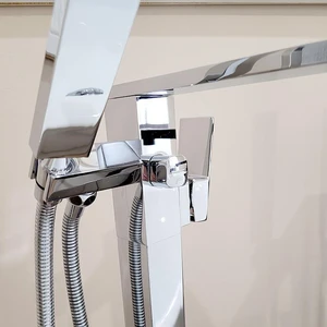 Image 2 of Freestanding Bath Square Shower Faucet with Hand Shower (Chrome) sold at Floors & Baths Pro's