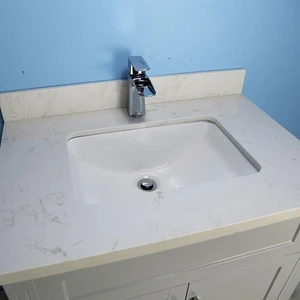 Image 5 of 32" Shaker Style Double-door White Vanity with Stone Top sold at Floors & Baths Pro's