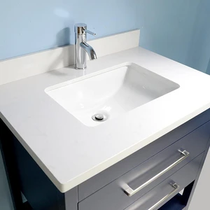 Image 3 of 32'' Solid Wood Dark Blue Vanity with Shelf sold at Floors & Baths Pro's