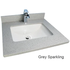 Image 3 of 48" Shaker Style Grey Vanity with Stone Top (6 drawers) sold at Floors & Baths Pro's