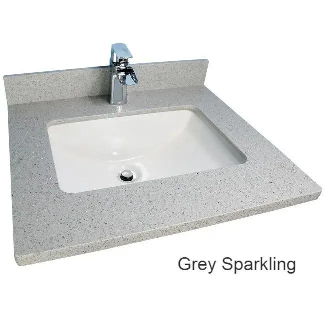 48" Shaker Style Grey Vanity with Stone Top (6 drawers)