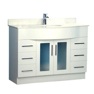 48" Traditional Style Curved White Vanity with Stone Top | Floors & Baths Pro's