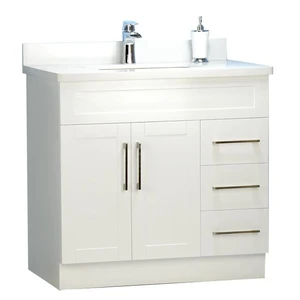  42" Shaker Style White Vanity with Stone Top 