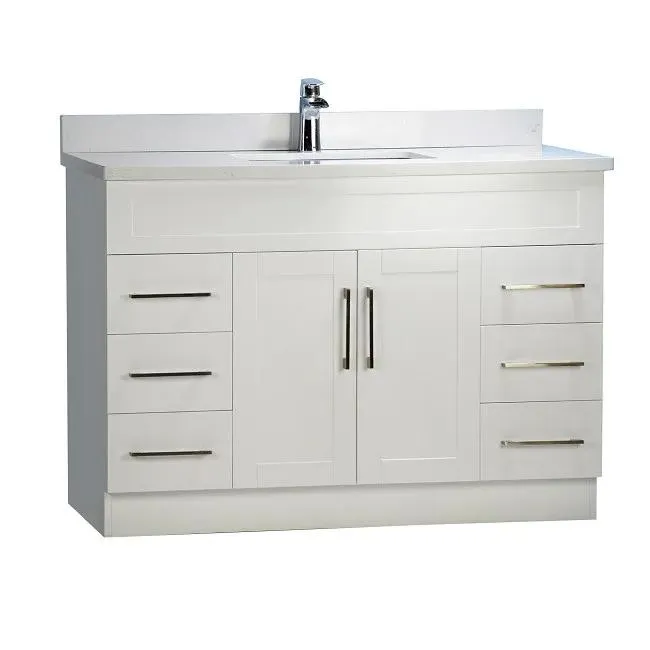 48" White Shaker Style Vanity with Stone Top