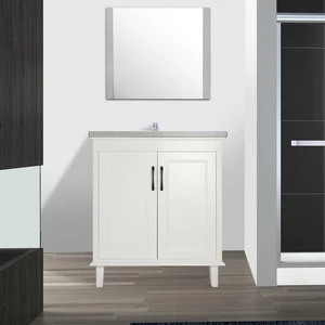 30" European Style White Double-doors Vanity with Stone Top