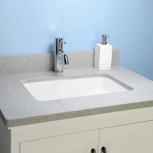 Image 4 of 30" European Style White Double-doors Vanity with Stone Top sold at Floors & Baths Pro's