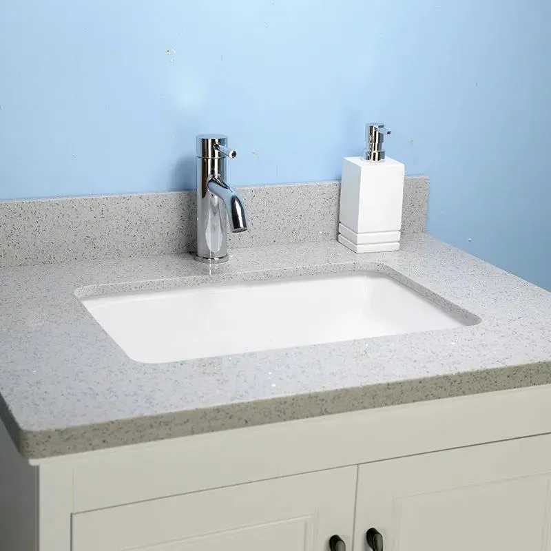 30" European Style White Double-doors Vanity with Stone Top