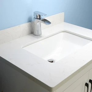 Image 5 of 30" European Style White Double-doors Vanity with Stone Top sold at Floors & Baths Pro's
