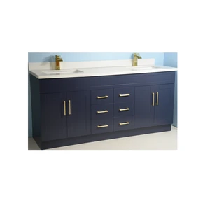 72" Double-Sink Blue Vanity with Stone Top | Floors & Baths Pro's