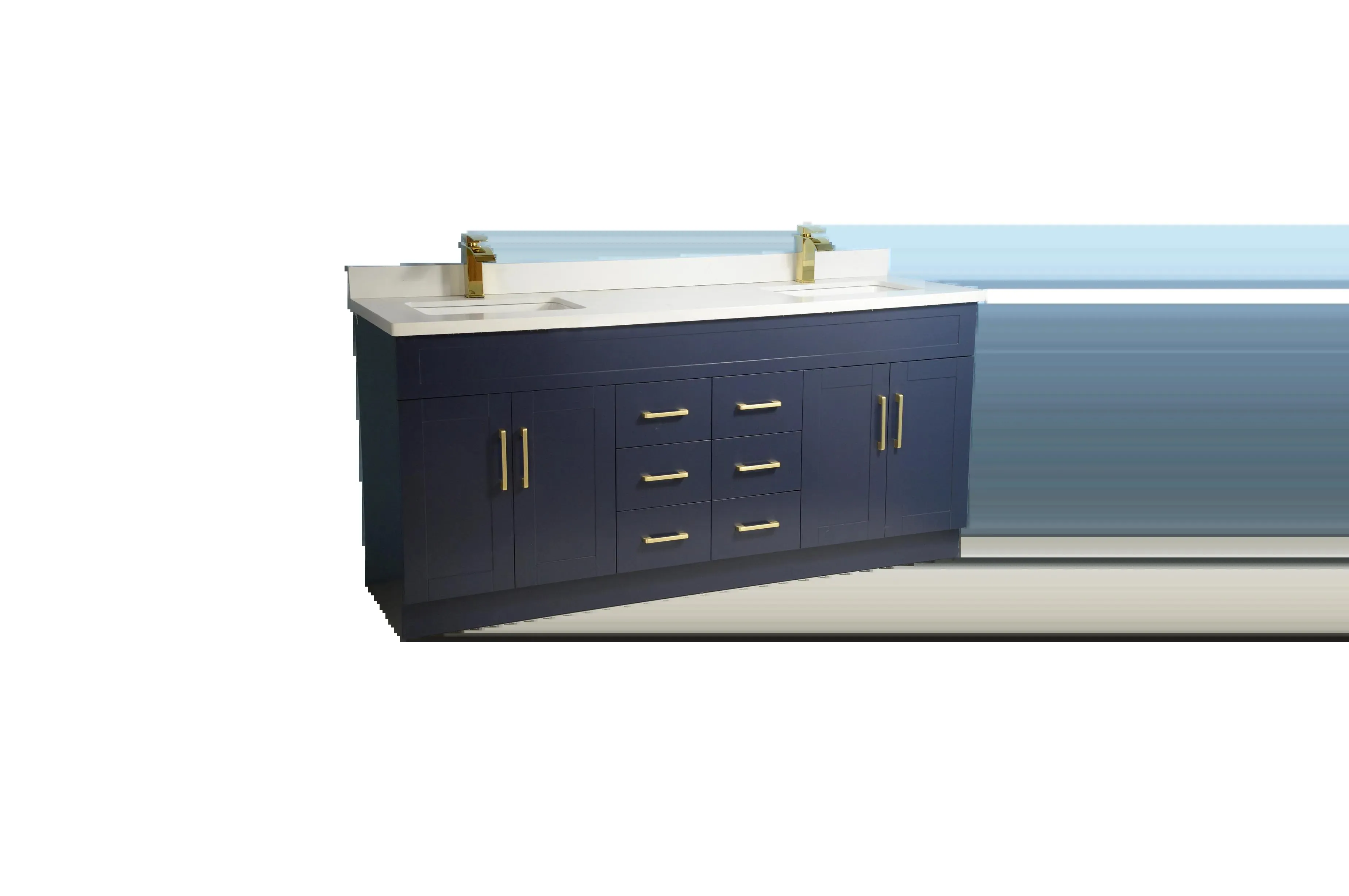 72" Double-Sink Blue Vanity with Stone Top