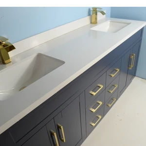 Image 2 of 72" Double-Sink Blue Vanity with Stone Top sold at Floors & Baths Pro's