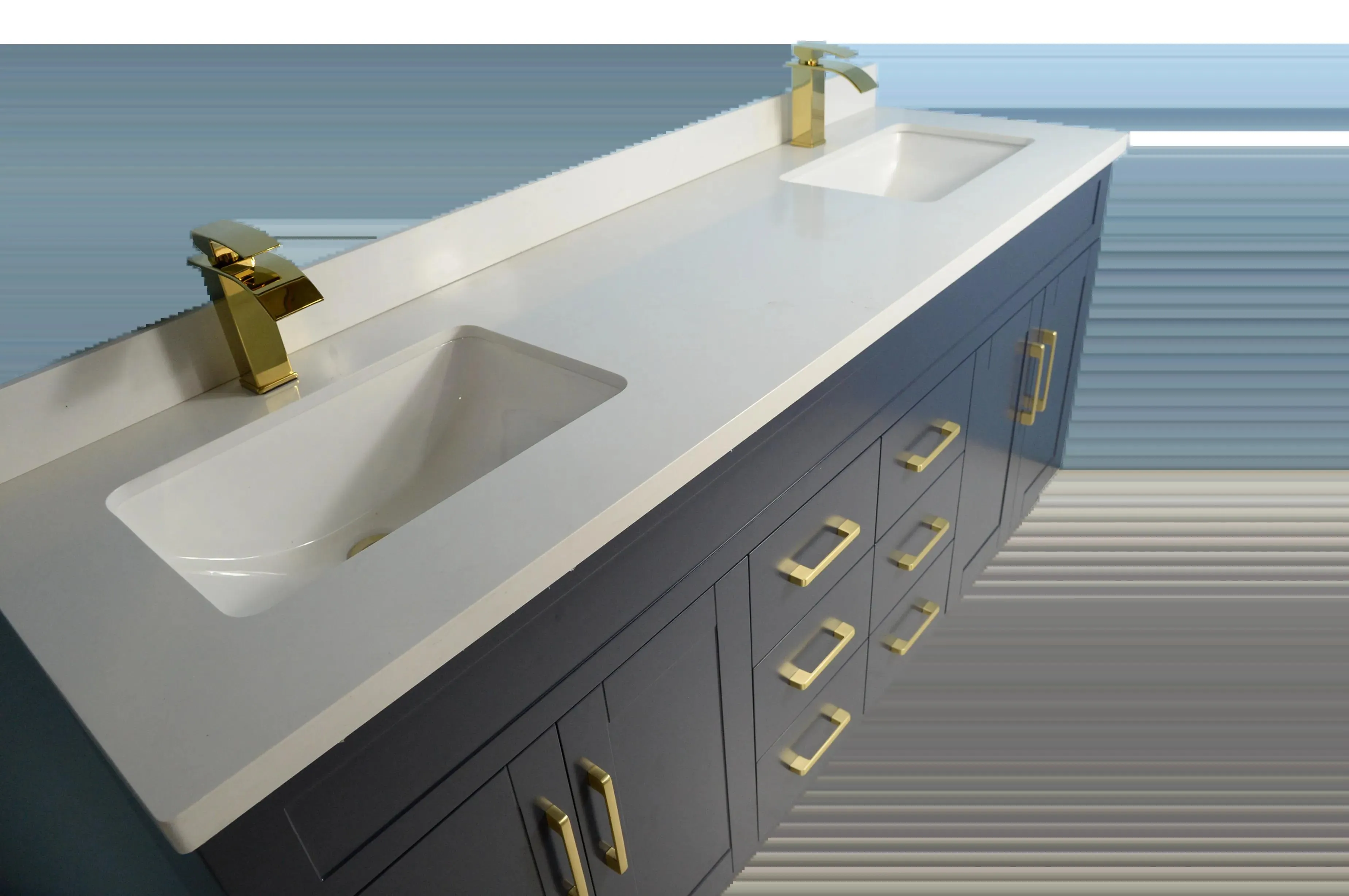 72" Double-Sink Blue Vanity with Stone Top