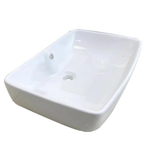 24" Rectangular White Ceramic Vessel Sink with Round Corner | Floors & Baths Pro's