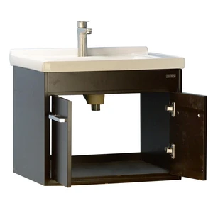 Image 2 of 24'' Wall-Mounted Solid Wood Espresso Vanity with Ceramic Sink sold at Floors & Baths Pro's