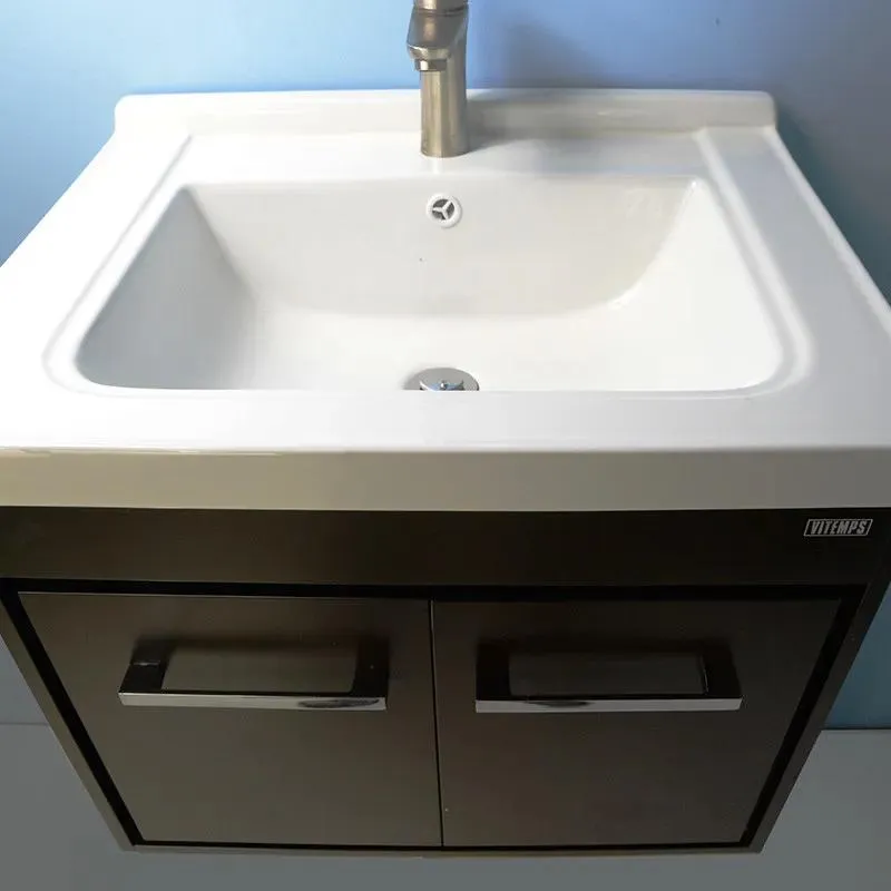 24'' Wall-Mounted Solid Wood Espresso Vanity with Ceramic Sink