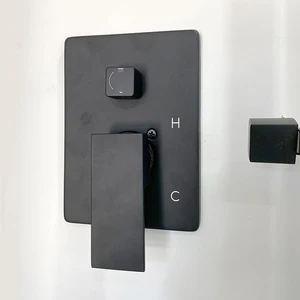Image 3 of Matt Black Square Rain Showerhead with Rail/Hand Shower sold at Floors & Baths Pro's