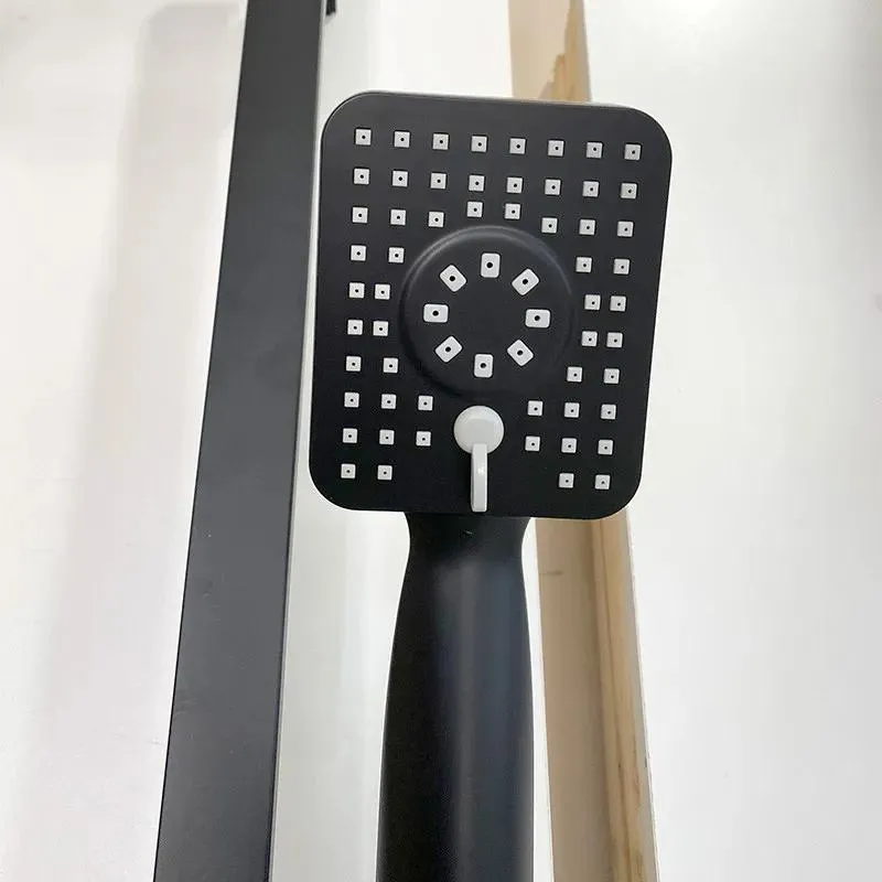 Matt Black Square Rain Showerhead with Rail/Hand Shower