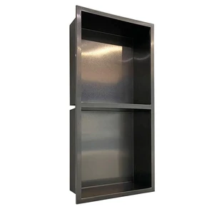 Image 2 of 12" Stainless Steel Shelf Recessed Mount Niche(Black) sold at Floors & Baths Pro's