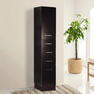 76" Espresso MDF Fully-Enclosed Linen Tower | Floors & Baths Pro's