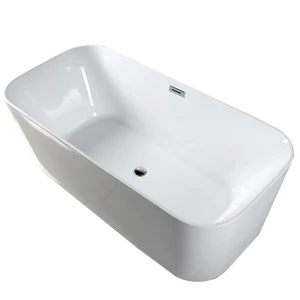 Image 3 of 59" Freestanding Acrylic Rounded Rectangle Bathtub in White/Black sold at Floors & Baths Pro's