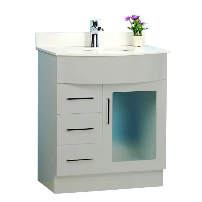 30" Grey Traditional Style Vanity with Stone Top