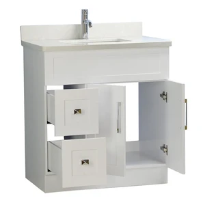 Image 2 of 32" Shaker Style White Vanity with Stone Top (2 drawers) sold at Floors & Baths Pro's