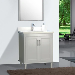 30" European Style Gray Double-doors Vanity with Stone Top | Floors & Baths Pro's